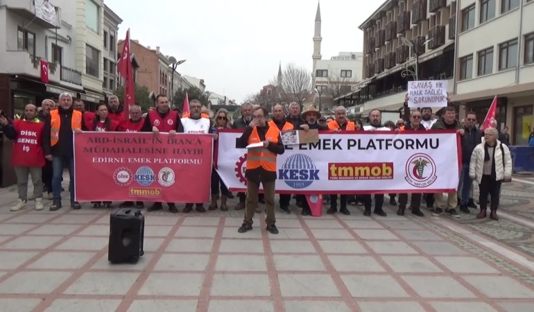 ABD ve İsrail’in, İran’a saldırıları Edirne’de protesto edildi